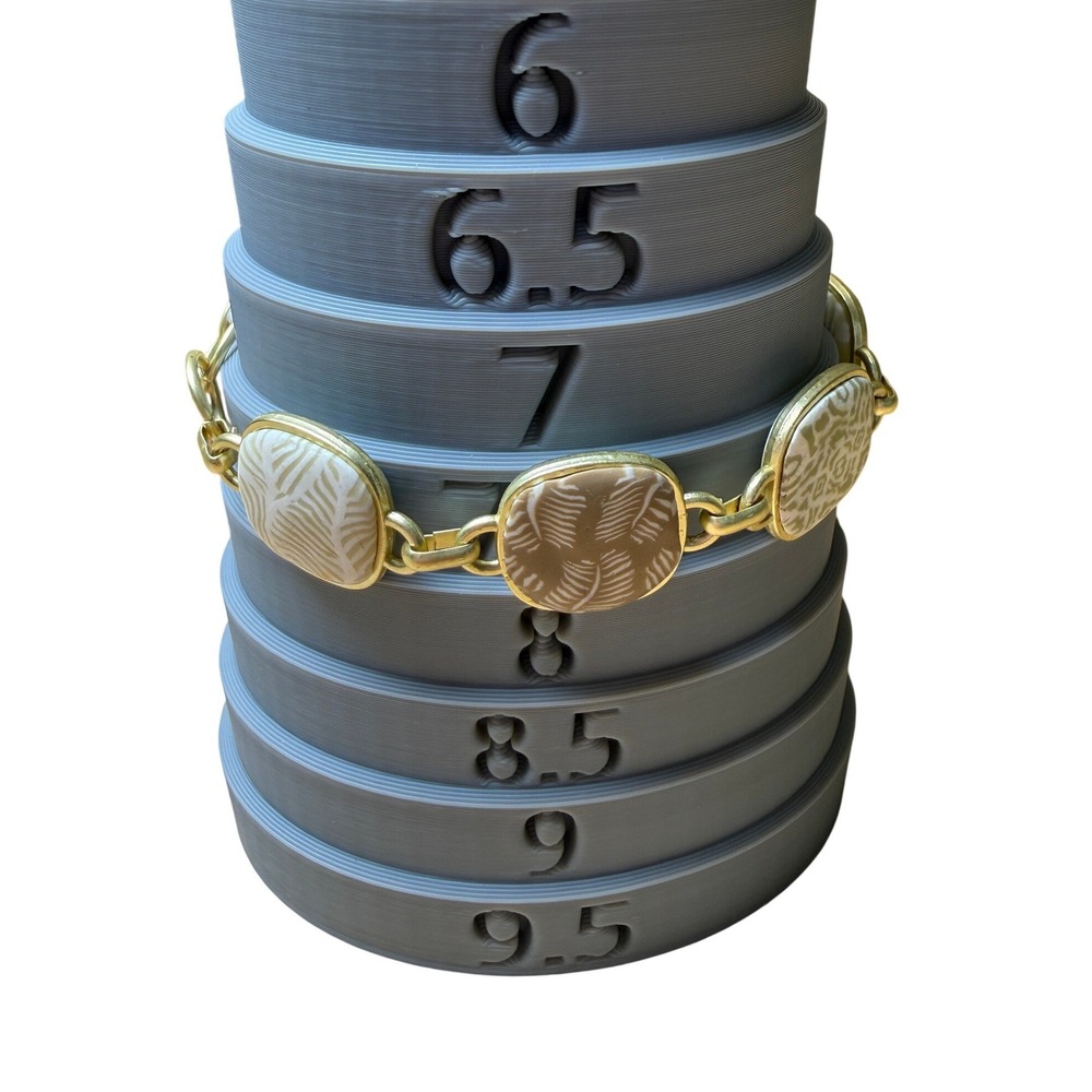 Jilzarah Gold Ivory Palm Clay Reversible Link Bracelet Boho Dark Academia 445078